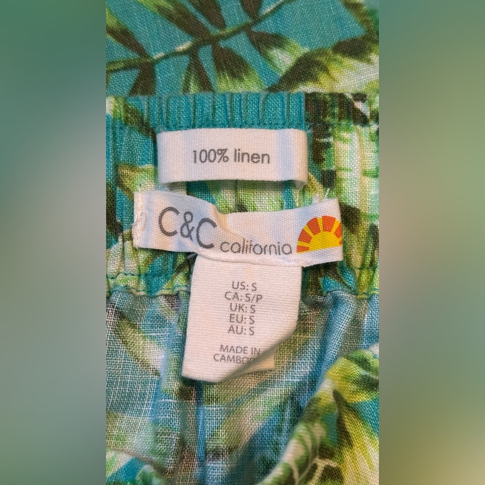 Linen Palm-Print Tropical Skirt - Picture 5 of 11